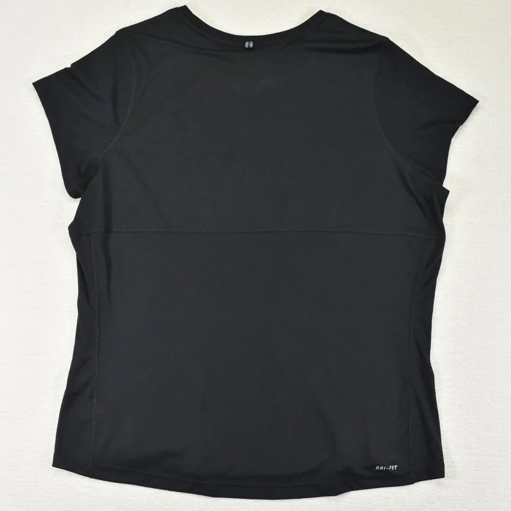 Nike Dri-Fit Running Shirt Women's Size 1X Black Short Sleeve Lightweight Gym